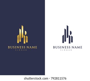 Real Estate Business Logo Template, Building, Property Development, And Construction Logo Vector Design Eps 10 With Luxury Gold Color