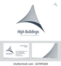 Real Estate Business Sign & Business Card Vector Template For Architecture Bureau, Insurance, Brokerage, Building & Renovation Business. Business Graphics. Corporate Web Site Element. Sample Text.