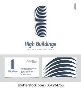 Real Estate Business sign & Business Card vector template for architecture bureau, home insurance, brokerage, building & renovation business. Business graphics. Corporate web site element. Sample text