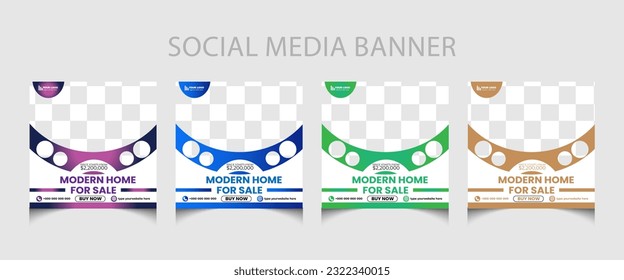 Real estate business social media post template design. Real estate social media post layout.