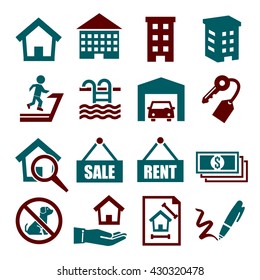 real estate, chattel icon set