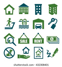 real estate, chattel icon set