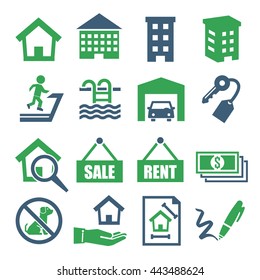 real estate, chattel icon set