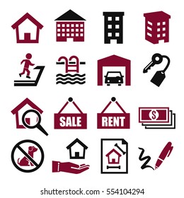 real estate, chattel icon set