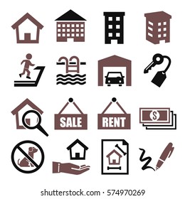 real estate, chattel icon set
