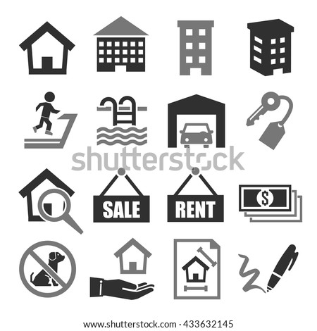 real estate, chattel icon set