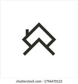 Real estate with check mark vector logo. Home with window