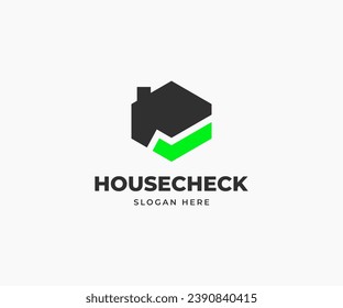 Real estate with check mark vector logo.