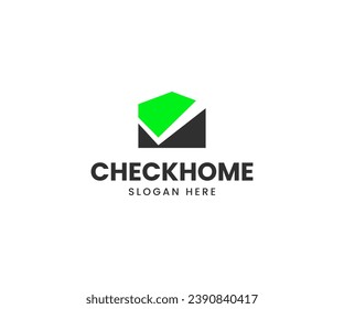 Real estate with check mark vector logo.