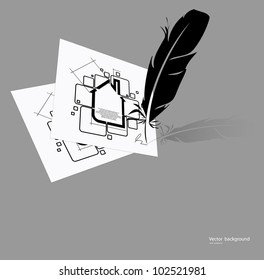 real estate circuit vector with feather