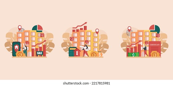 Real Estate in the City Flat Design