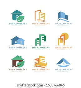 real estate, city, skyline icons and logos