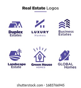 real estate, city, skyline icons and logos