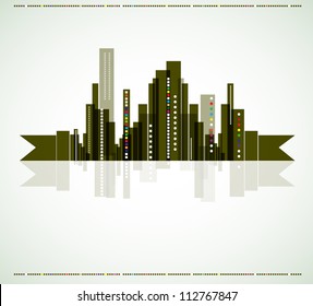 real estate city vector background landscape reflected on water