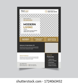 Real Estate clean and modern flyer design template, Flyer concept, colors scheme, vector template in A4 size - Vector, Corporate Business Flyer