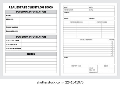 Real estate client log book template