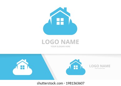 Real estate and cloud logo combination. House logotype design template.