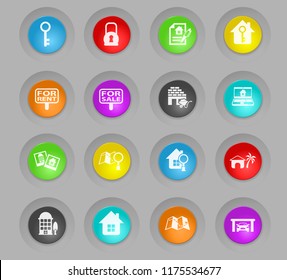 real estate colored plastic round buttons vector icons for web and user interface design