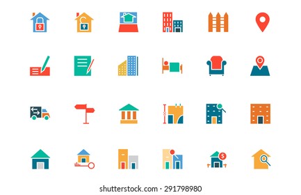 Real Estate Colored Vector Icons