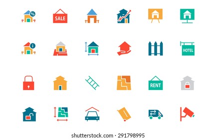 Real Estate Colored Vector Icons