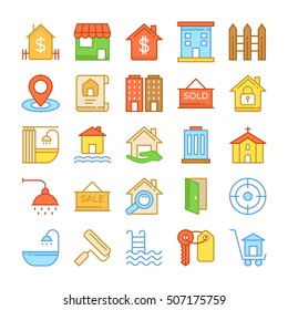 Real Estate Colored Vector Icons 