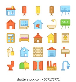 Real Estate Colored Vector Icons 
