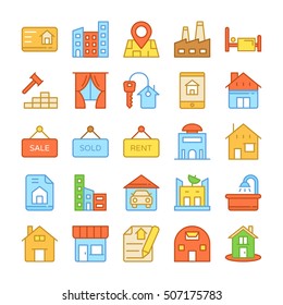 Real Estate Colored Vector Icons 