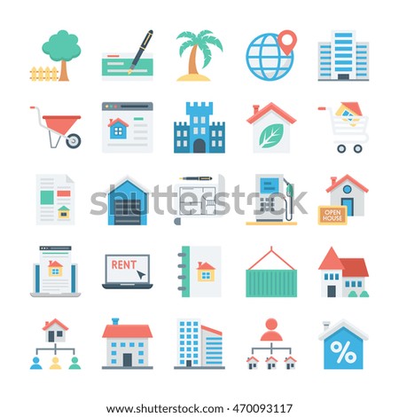 Real Estate Colored Vector Icons 4
