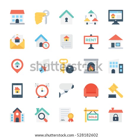 Real Estate Colored Vector Icons 2