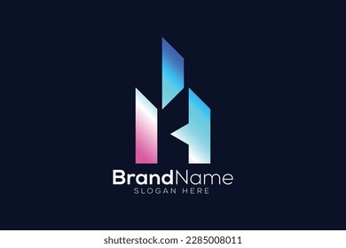 Real estate colorful building logo design template