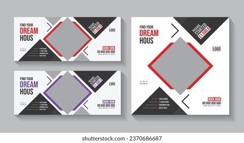 Real estate company Facebook cover and social media poster template