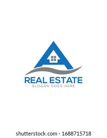 Real estate company logo design template with letter H Free Vector