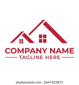 Real Estate Company Logo Design Featuring Stylized Home Outline and Bold Text Underneath for Branding and Marketing