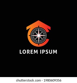 real estate and compas logo vector