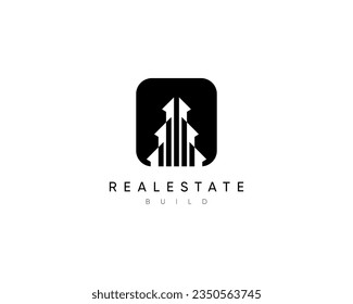 Real estate composition logo design for cityscape, building, architecture and construction.