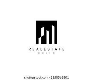 Real estate composition logo design for cityscape, building, architecture and construction.