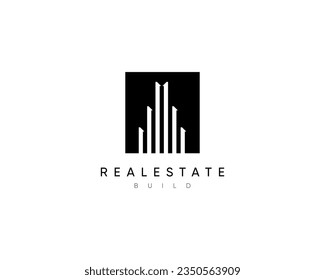Real estate composition logo design for cityscape, building, architecture and construction.