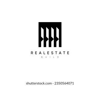 Diseño del logotipo de la composición inmobiliaria para el paisaje urbano, la construcción, la arquitectura y la construcción.
