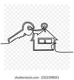 Real estate concept, continuous line drawing