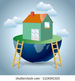 Real estate concept design, detached villa in the southern hemisphere.