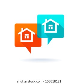 Real estate concept - dialog boxes with icons of houses