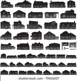 Real estate concept, houses and suburban silhouettes