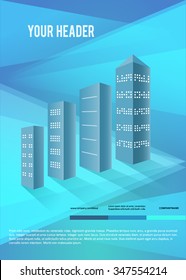 Real estate concept icon background with illustration of architectural building. Vector for workflow layout, diagram number options, step up options, banner template, brochure, infographic
