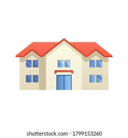 Real estate concept icon for logo, brochure. Big house building vector