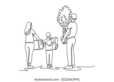 Real Estate concept. Single line draw design. Vector graphic illustration