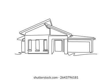 Real estate concept. Single line draw design. Vector graphic illustration