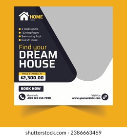 Real Estate Concept Square Flyer Social Media Post Template Banner Design ,