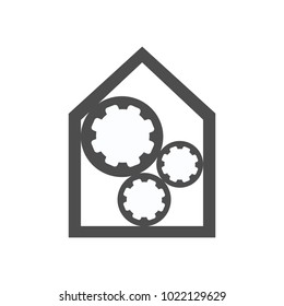 Real estate concept. The symbol of the company for the construction repair and maintenance of the house. Vector illustration.