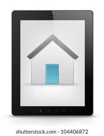 Real Estate Concept. Tablet PC Isolated on White Background. Vector EPS 10.