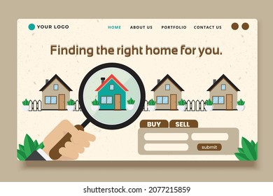 real estate concept website landing page UI design vector illustration 